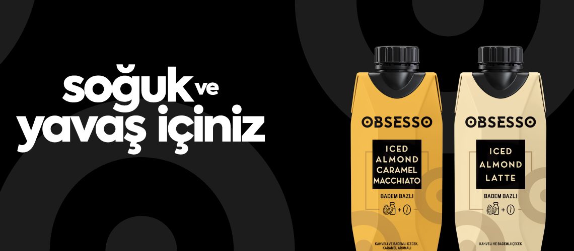 Vegan sertifikalı OBSESSO Almond Latte ve OBSESSO Almond Caramel Macchiato